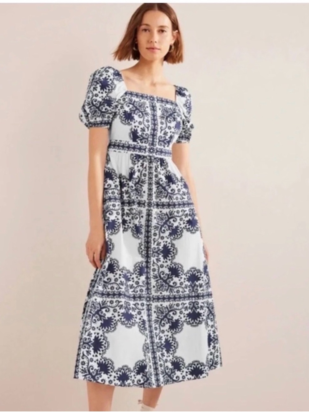 Boden Navy and White Printed Maxi Dress M - Picture 2 of 5
